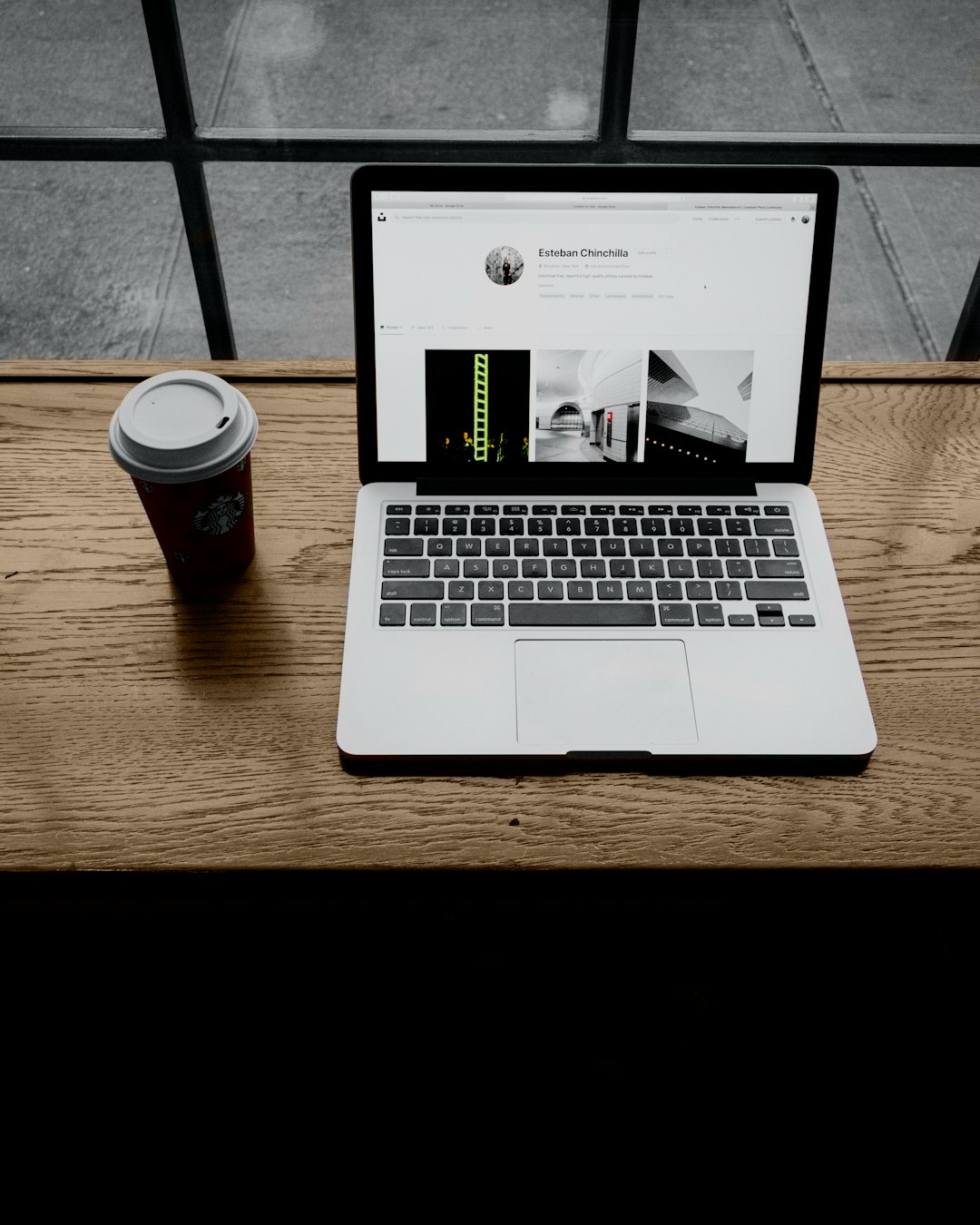Working from a Starbucks in Williamsburg.